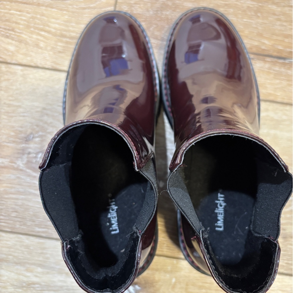 Limelight Chunky Chelsea Rain Boots Waterproof Sz 8 Burgundy Wine Lug Sole NWOB - Picture 10 of 11
